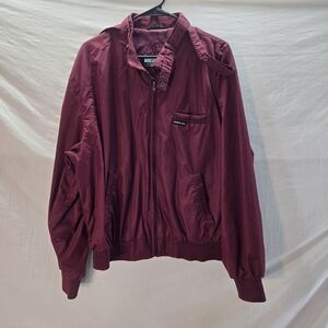 Vintage Members Only Men's XL Burgundy Racing Jacket Zip Front Stand Collar